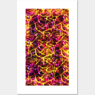 Yellow and Pink Abstract on Black Posters and Art